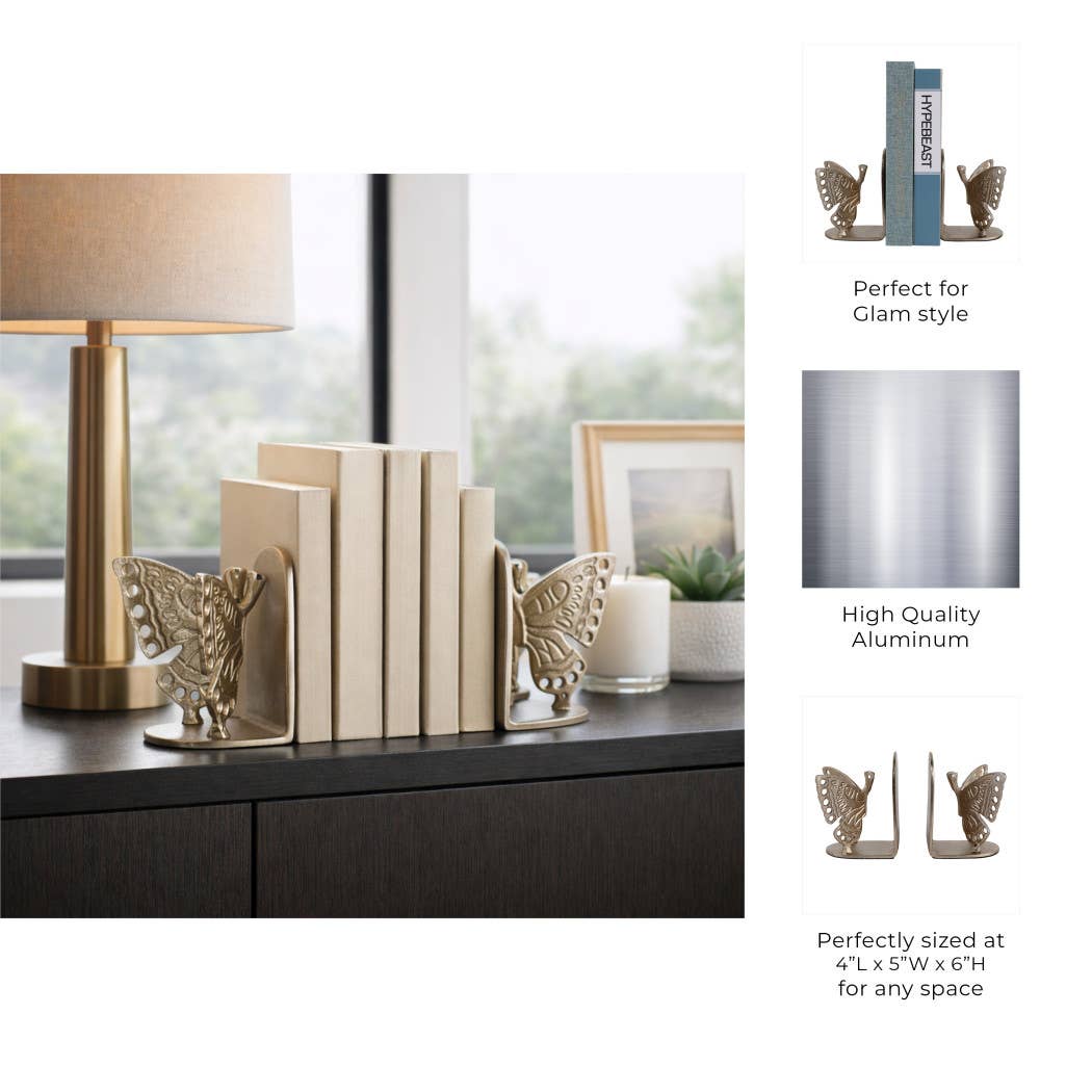 Golden Butterfly Bookends