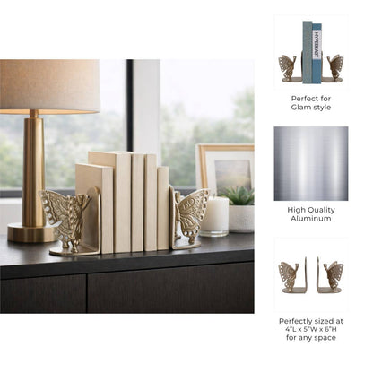 Golden Butterfly Bookends