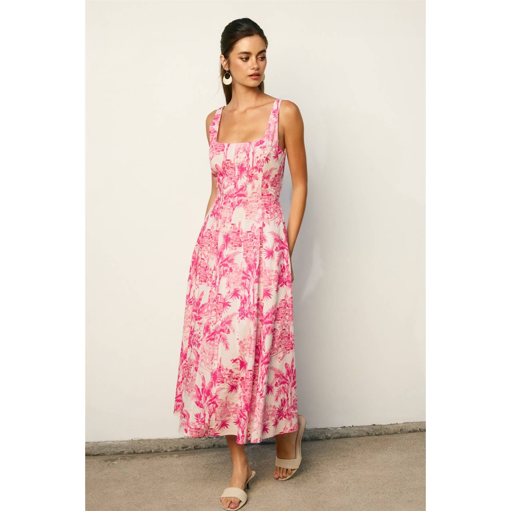 Laguna Palm Square Neck Paneled Dress - Salt &amp; Creek