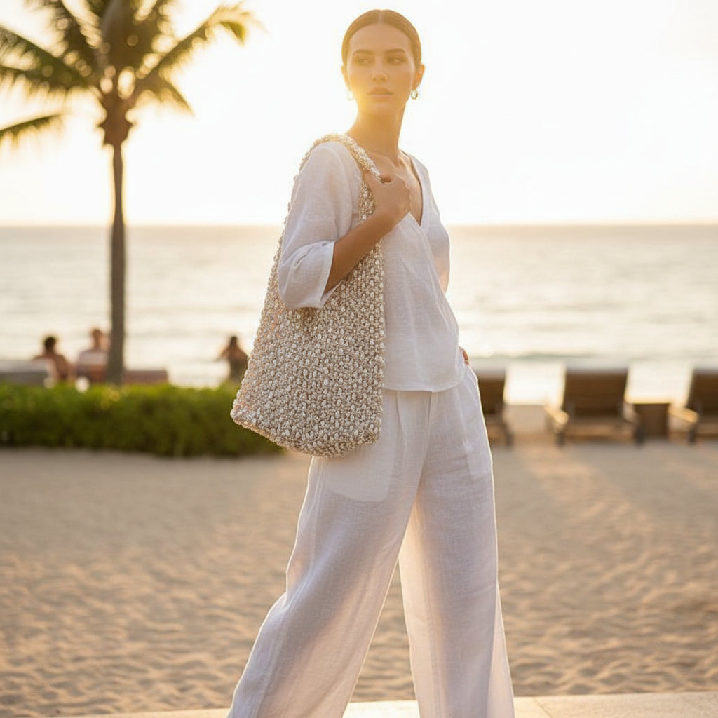 Casual Handmade Woven Hollow Beaded Shoulder Bag - Salt &amp; Creek