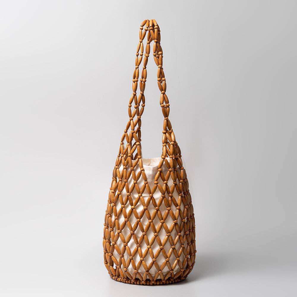 Hollow Wooden Bead Handmade Shoulder Bag