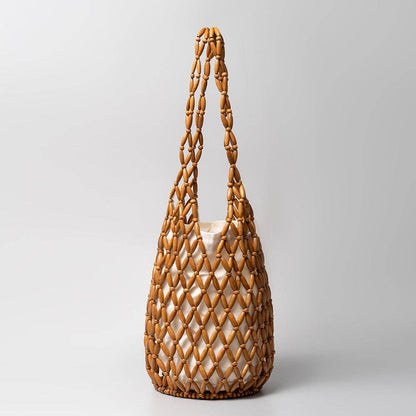 Hollow Wooden Bead Handmade Shoulder Bag