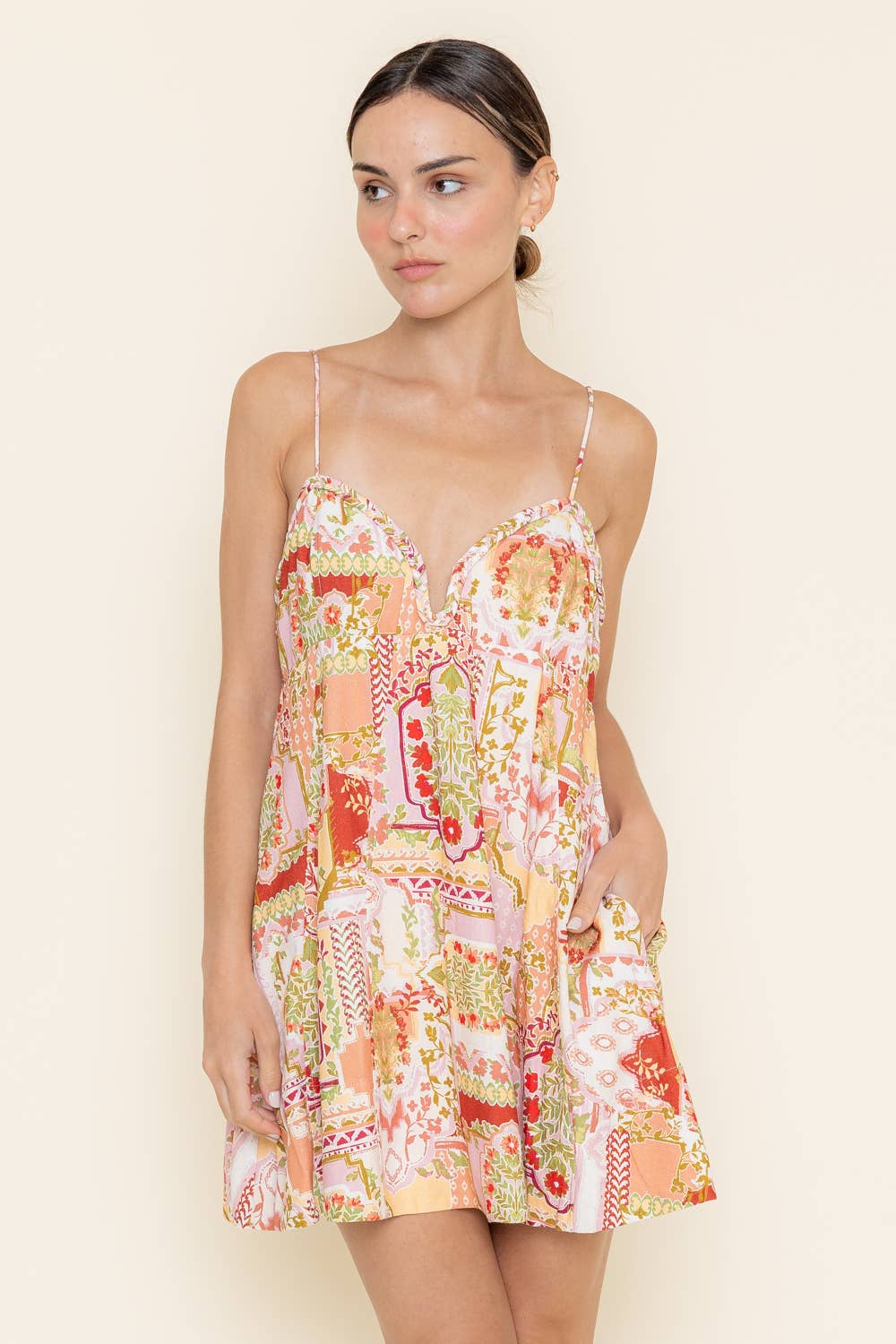 BOHO CHIC SPG STRAP BRAIDED DEEP NECK MINI DRESS-DC9724FO - Salt &amp; Creek