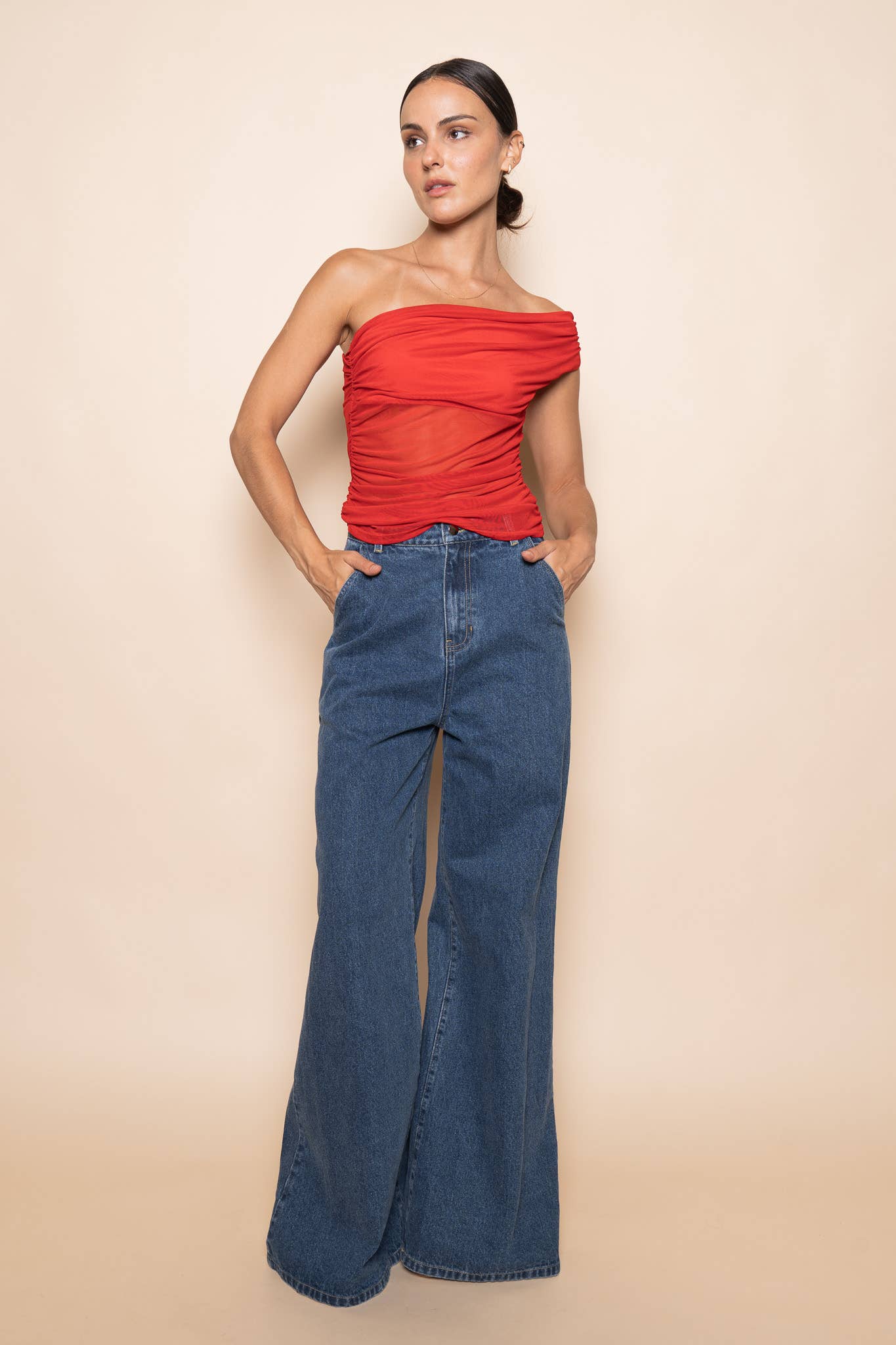 ONE SHOULDER MESH TANK TOP - Salt &amp; Creek