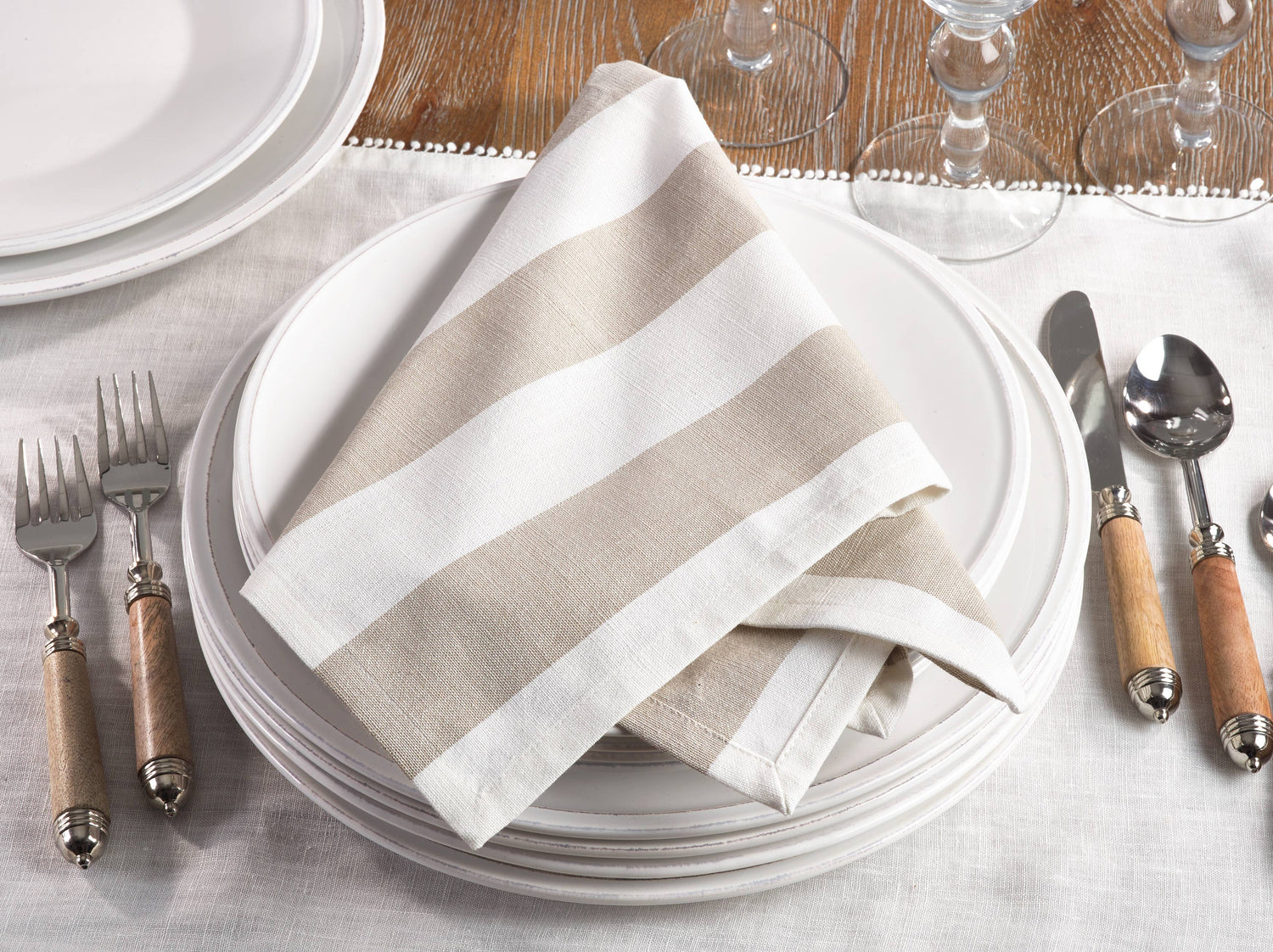 Classic Taupe Striped Napkin