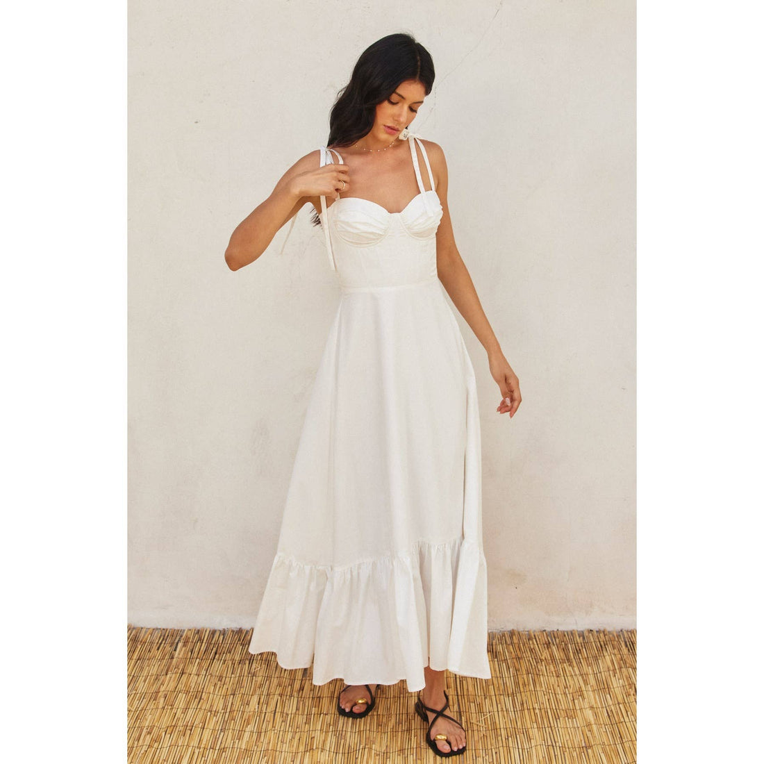 Cotton Poplin Ruched Detail Maxi Dress (1) - Salt &amp; Creek