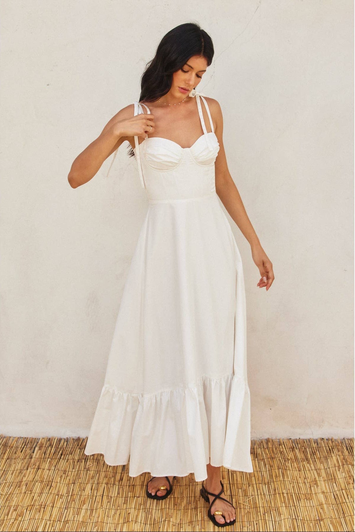 Cotton Poplin Ruched Detail Maxi Dress (1) - Salt &amp; Creek