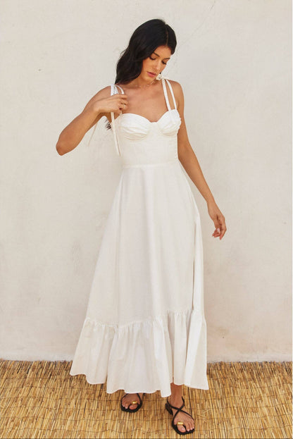 Cotton Poplin Ruched Detail Maxi Dress (1) - Salt &amp; Creek