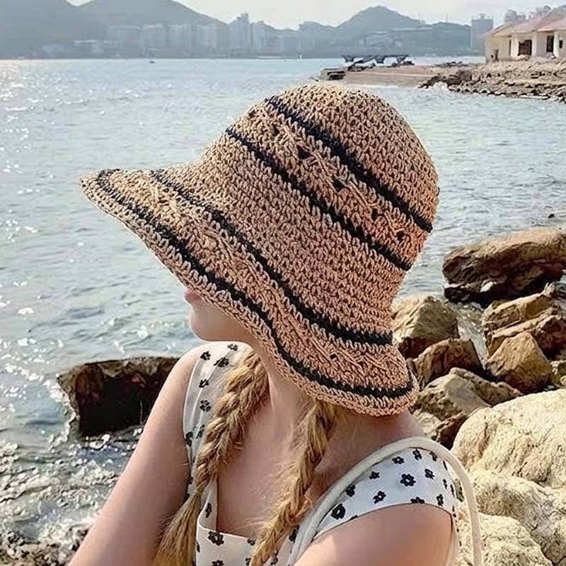 Color Block Woven Beach Straw Hat