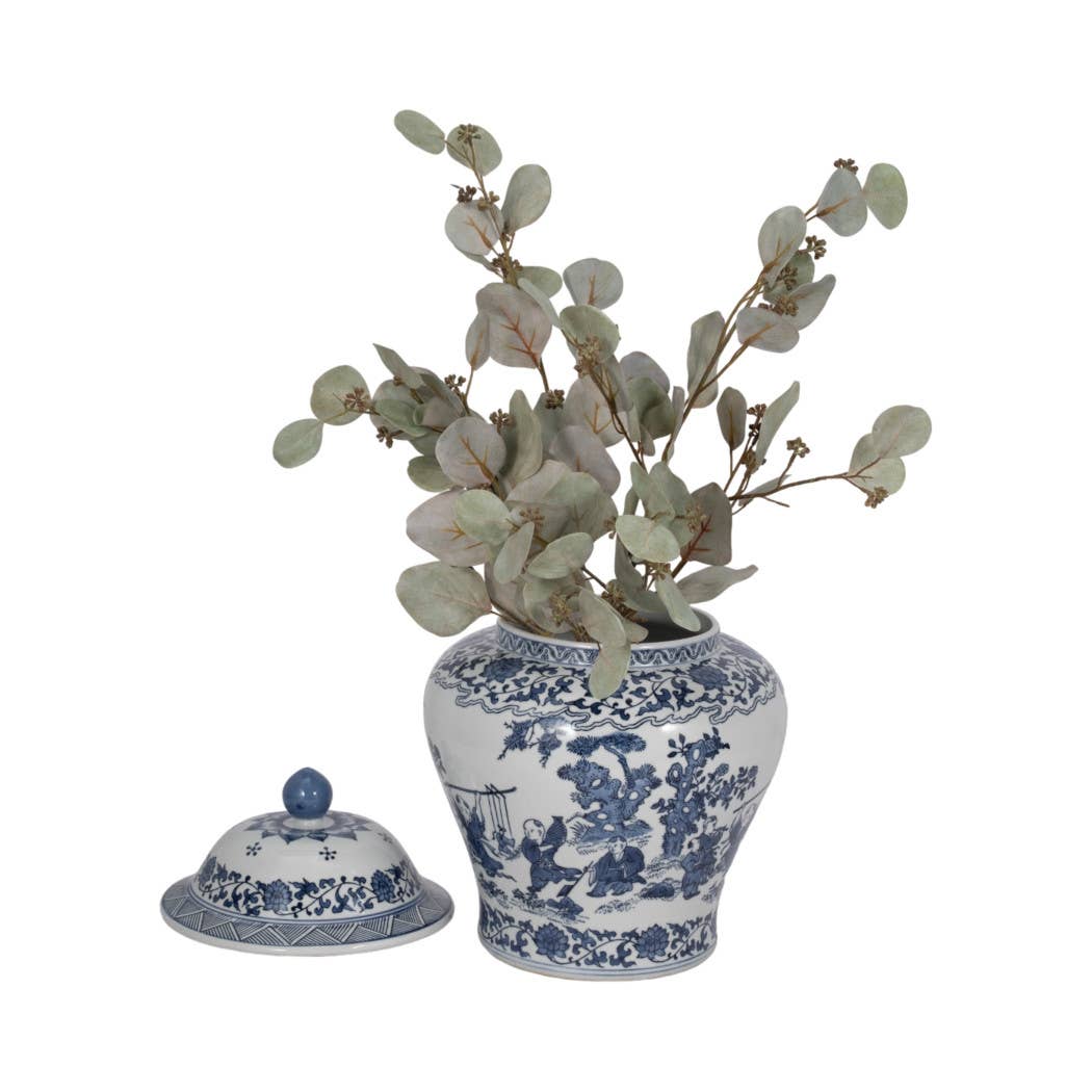 Blue Blossoms Temple Jar