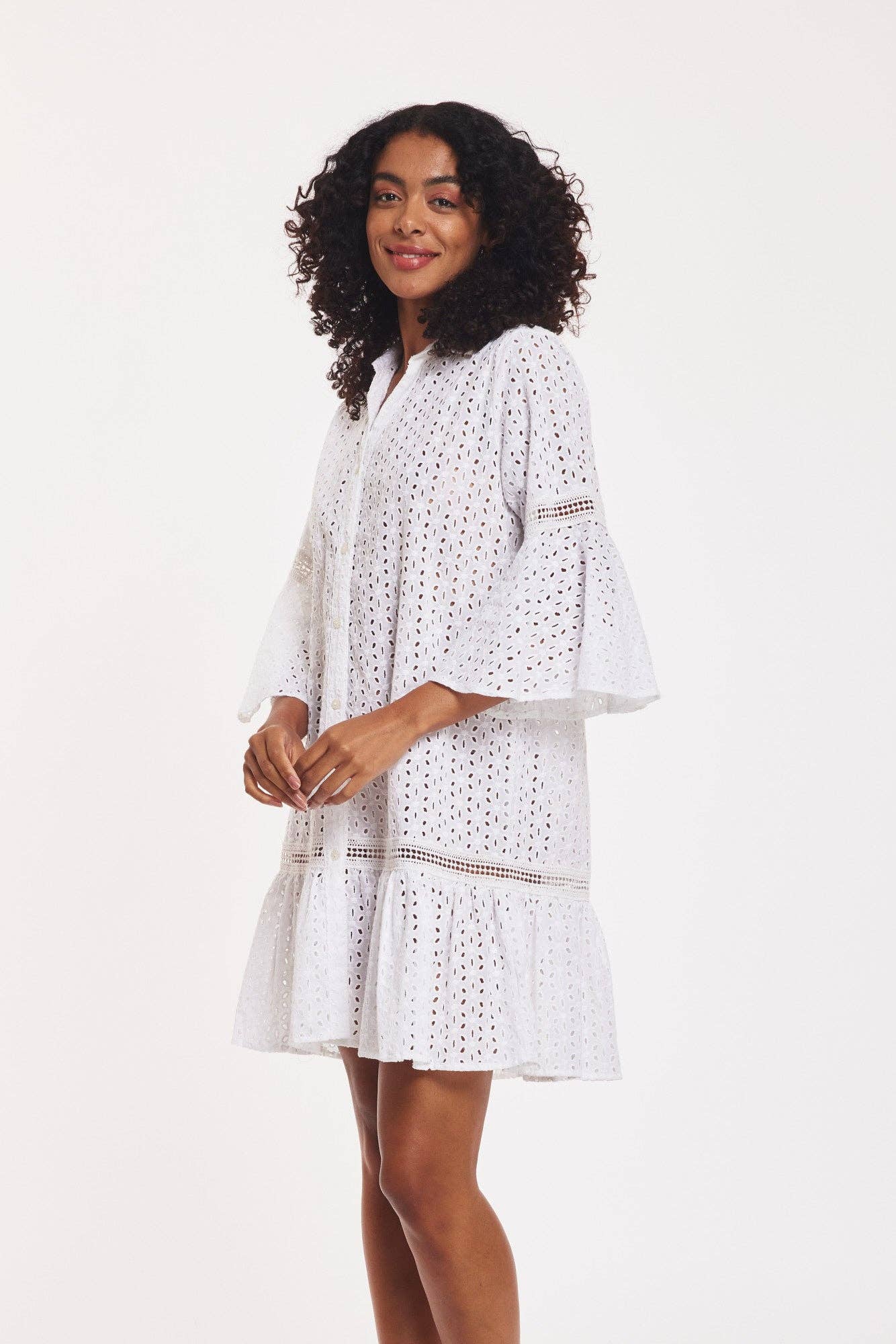 Delaney Midi Dress White Eyelet Lace Dress