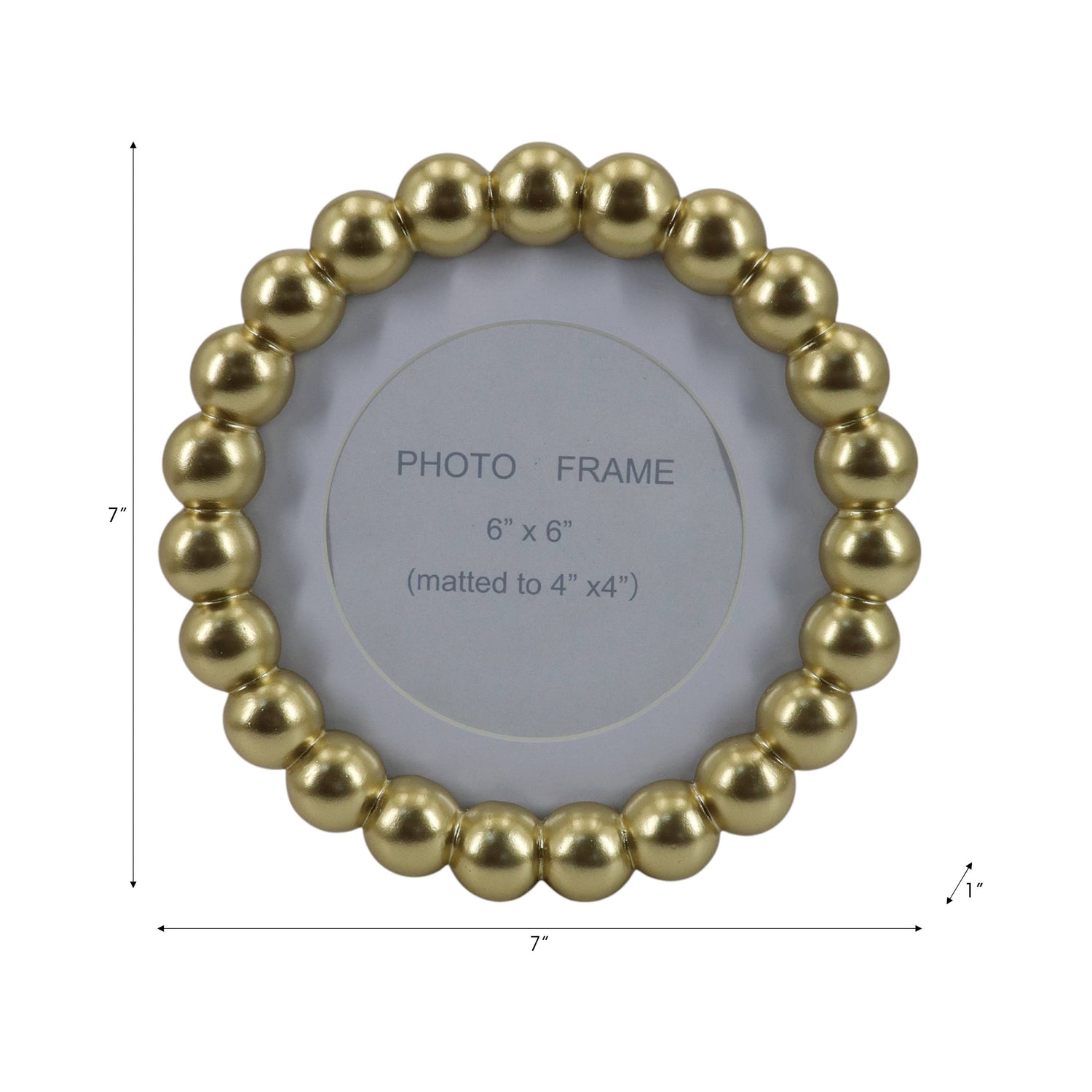 Photo Frame - Gold Glass Elegant Matted Beaded, 6x6 in.