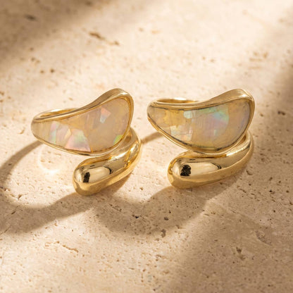 Mother Of Pearl Inlay Bypass Wrap Ring
