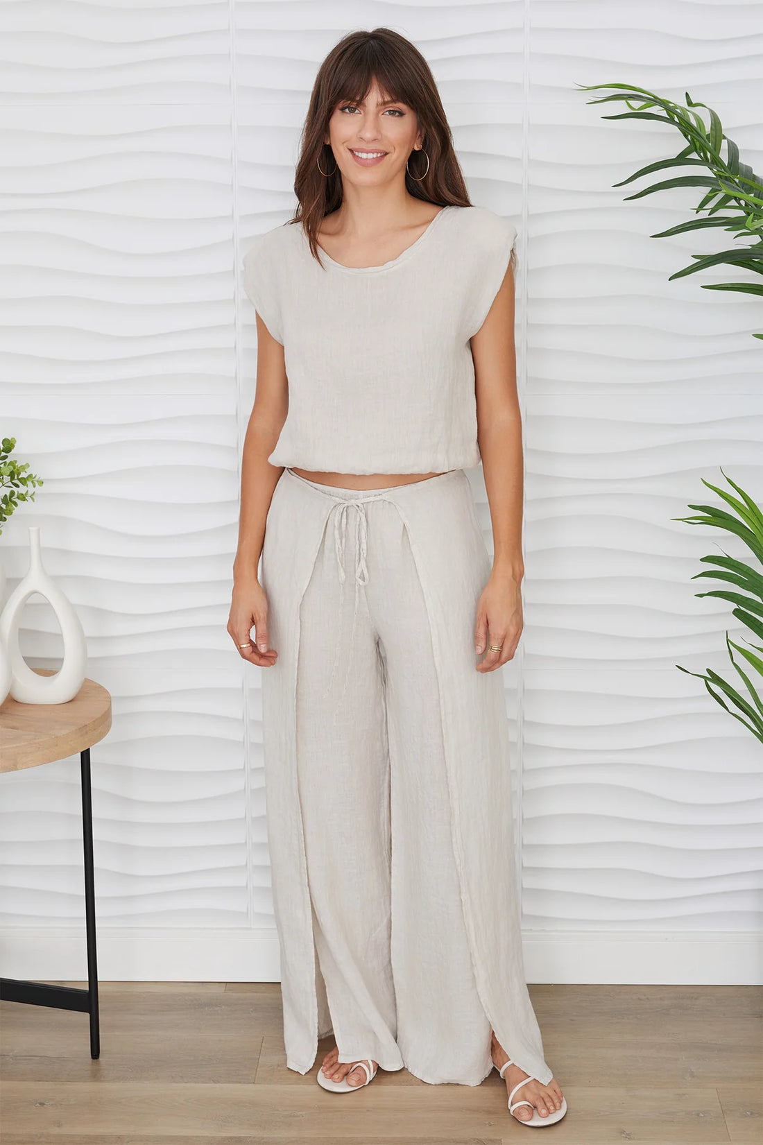 Carolina Linen Pants with Side Panel
