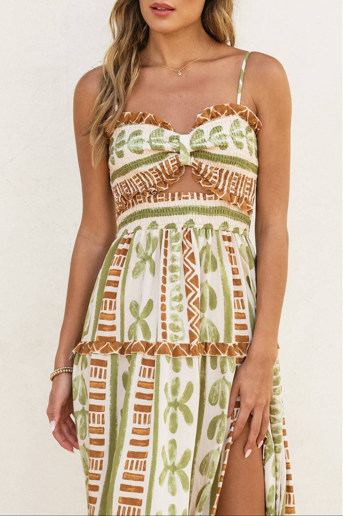 The Bahamas Cutout Smocked Maxi Dress - Salt &amp; Creek