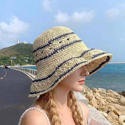 Color Block Woven Beach Straw Hat