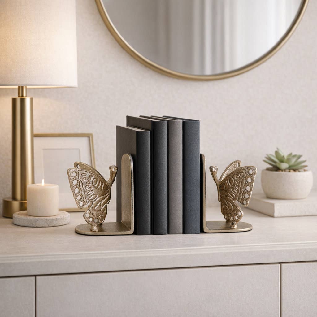 Golden Butterfly Bookends