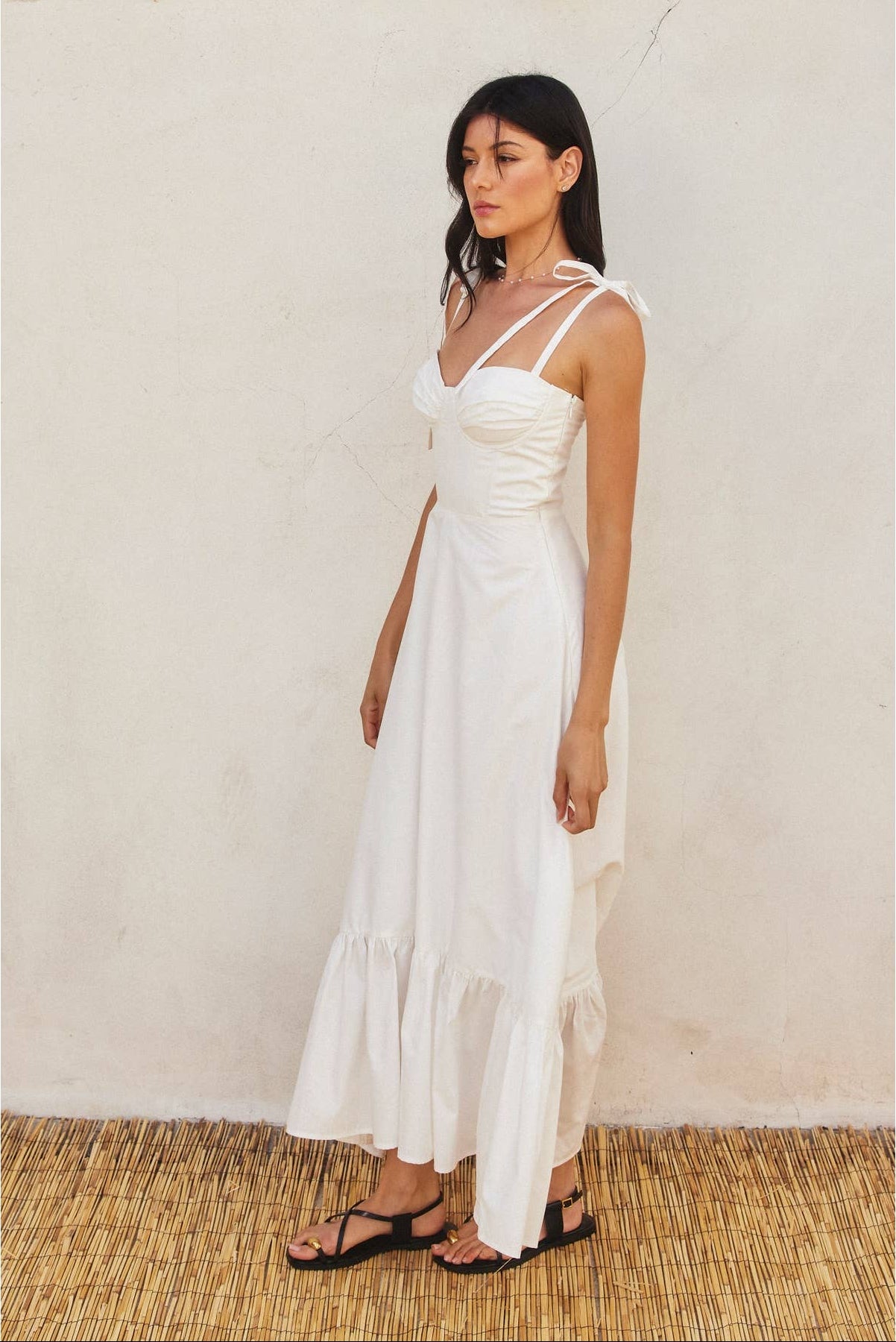 Cotton Poplin Ruched Detail Maxi Dress (1) - Salt &amp; Creek