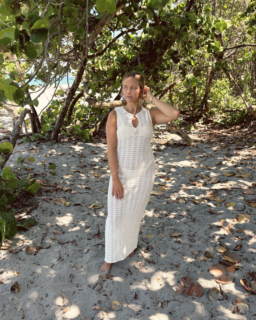 Crochet Cover Up Dress in White