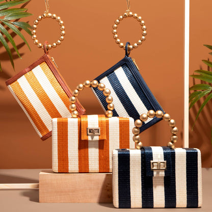 Louisa Clutch in Navy Stripe