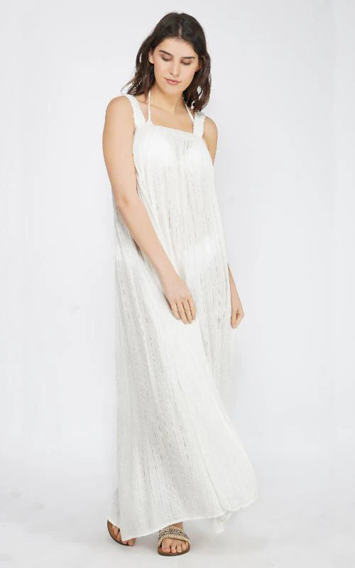 Sweet Summer Silver Stripe Maxi Dress