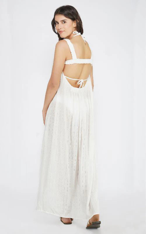 Sweet Summer Silver Stripe Maxi Dress