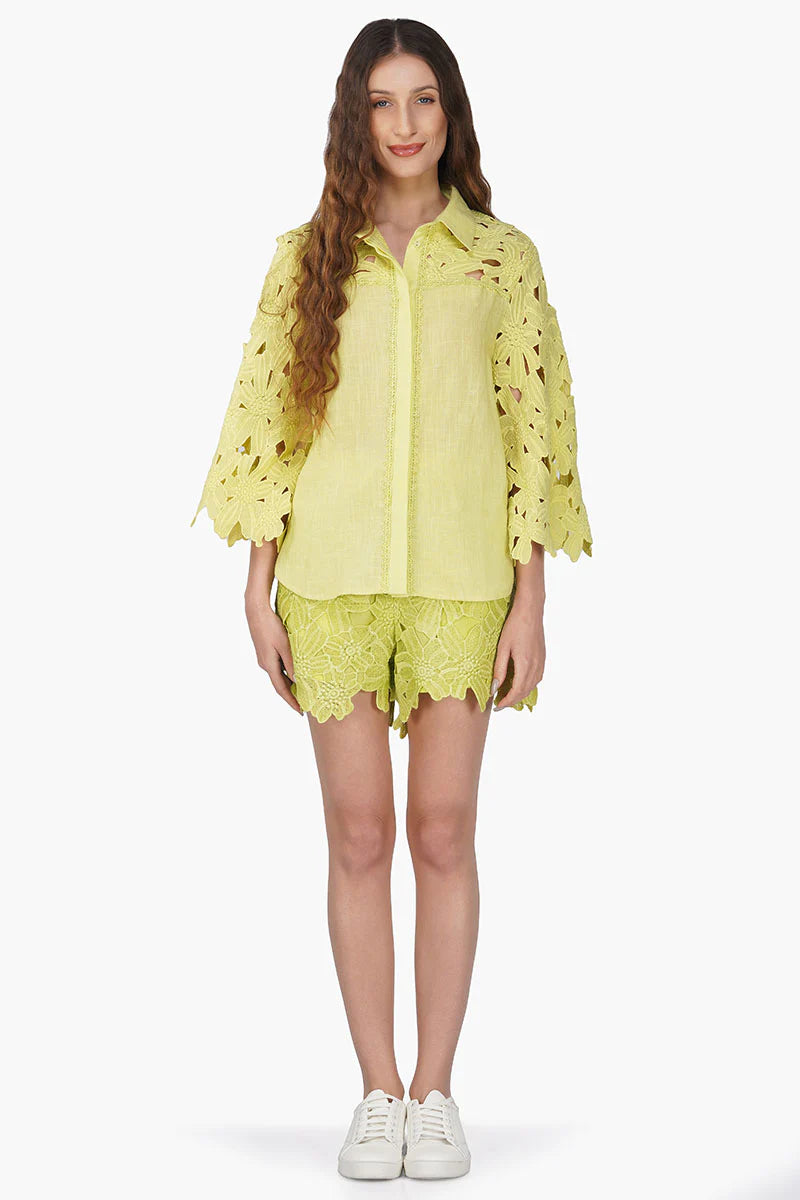 Neon Floral Lace Shirt