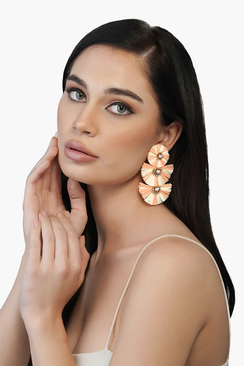 Blush Two Tone Raffia Earrings