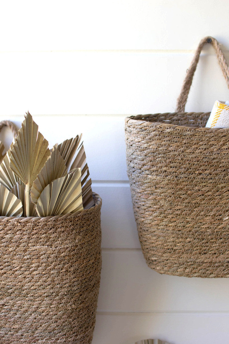 Oval Woven Seagrass Wall Baskets, Set of 2