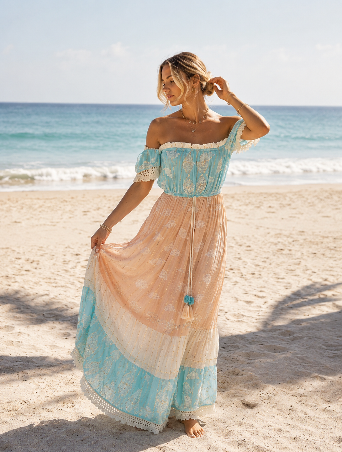 Off-Shoulder Boho Maxi Dress