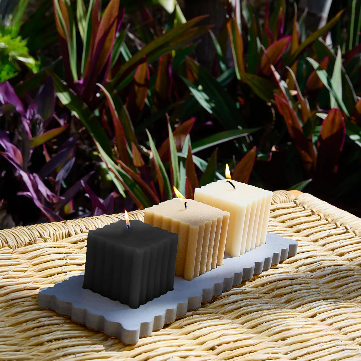 Cinder Citronella Cement Tray Candle Trio