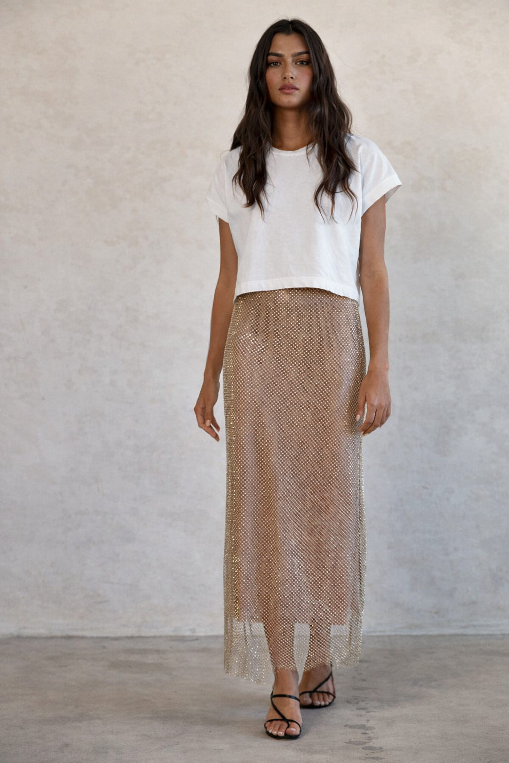 Rhinestone Fishnet Midi Skirt - Salt &amp; Creek