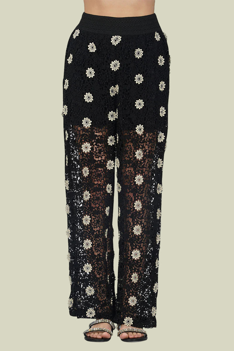 Floral Crochet Cut Out Pants - Salt &amp; Creek