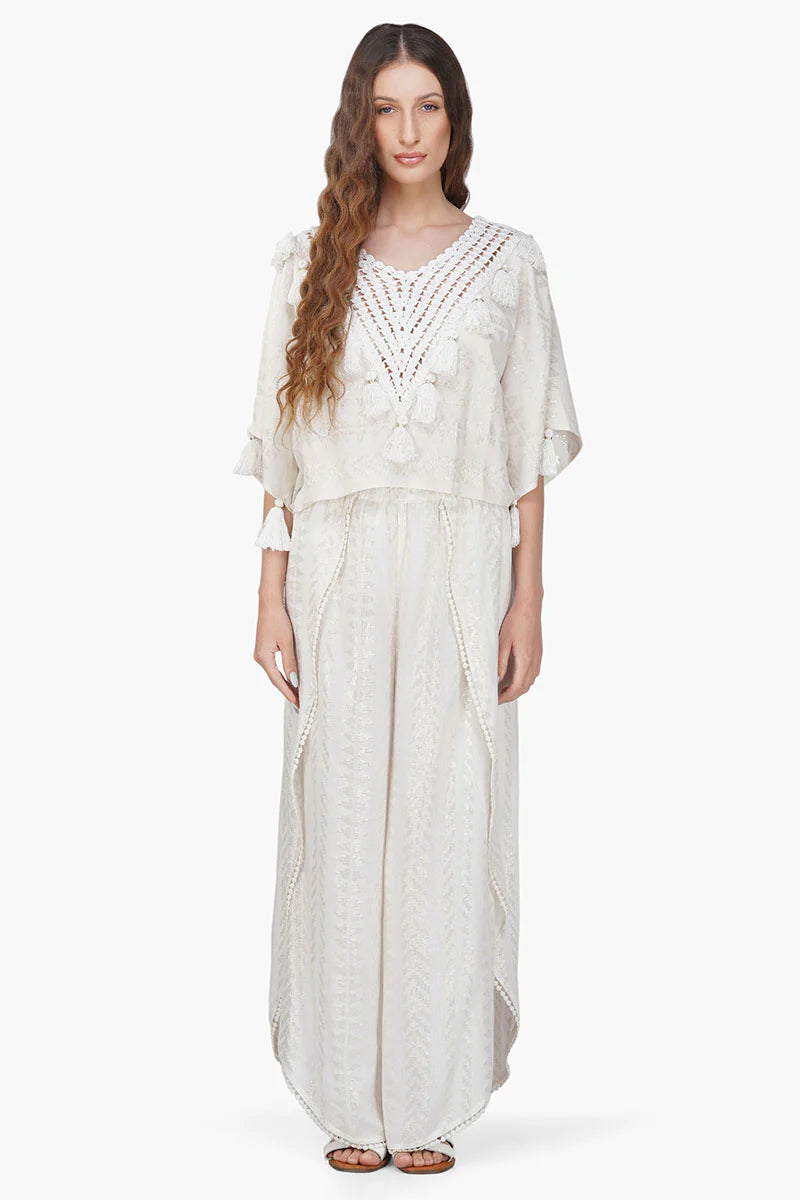 Golden Pearl Tassel Crochet Blouse - Salt &amp; Creek