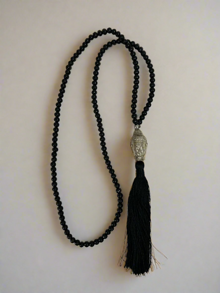 Black Beaded Buddha Garland/Necklace