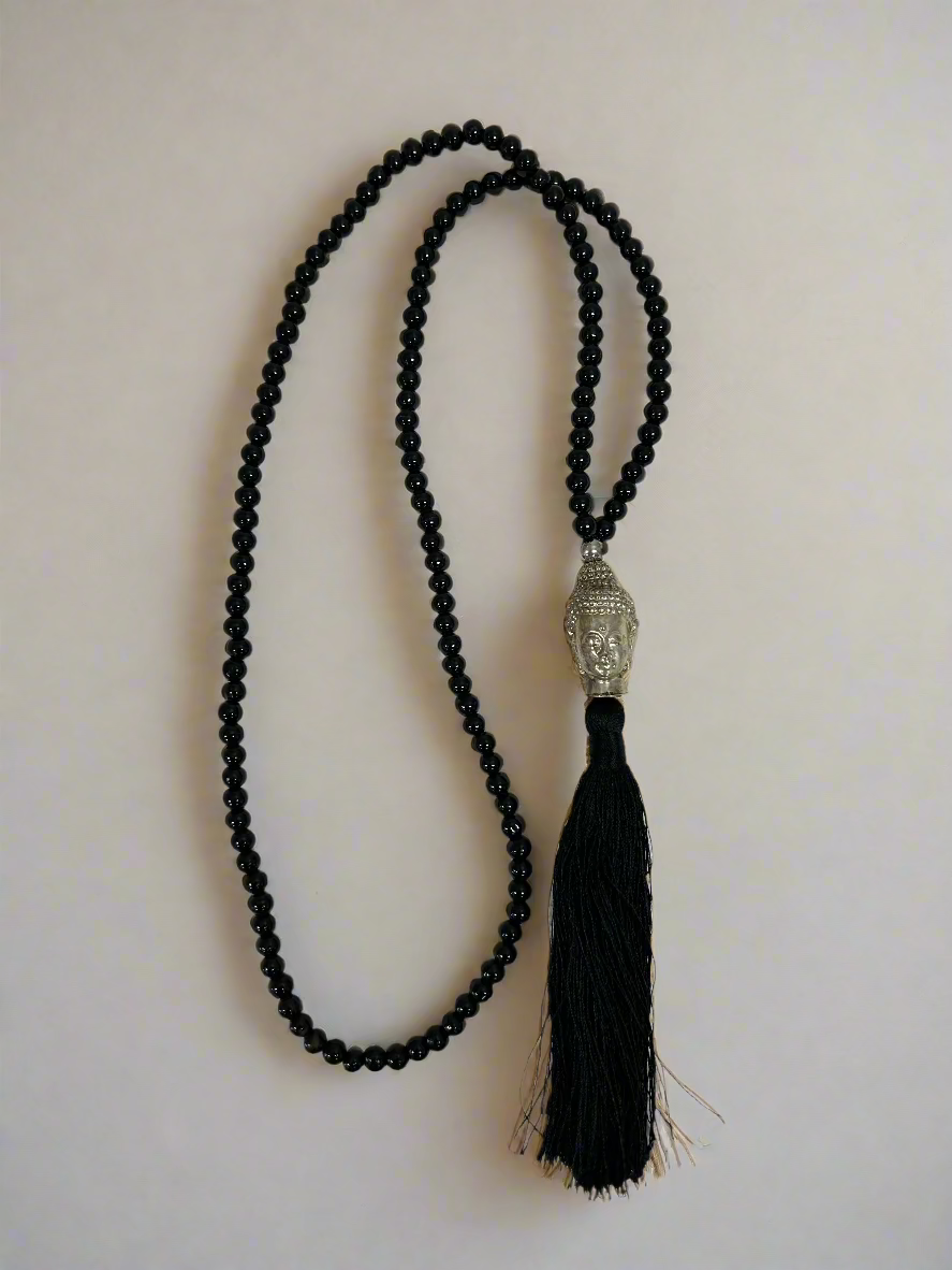 Black Beaded Buddha Garland/Necklace - Salt &amp; Creek