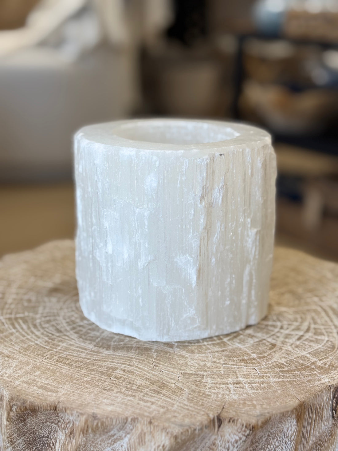 Selenite Pillar Candle Holder - Salt &amp; Creek