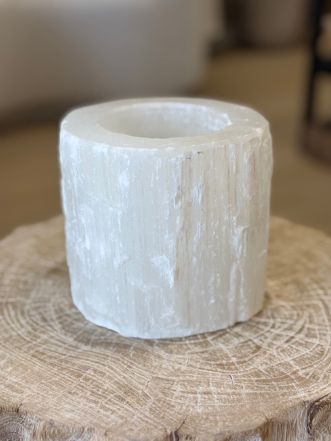 Selenite Pillar Candle Holder - Salt &amp; Creek