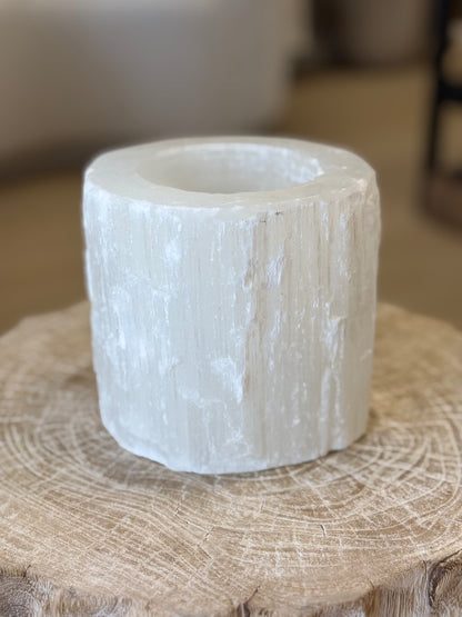 Selenite Pillar Candle Holder - Salt &amp; Creek