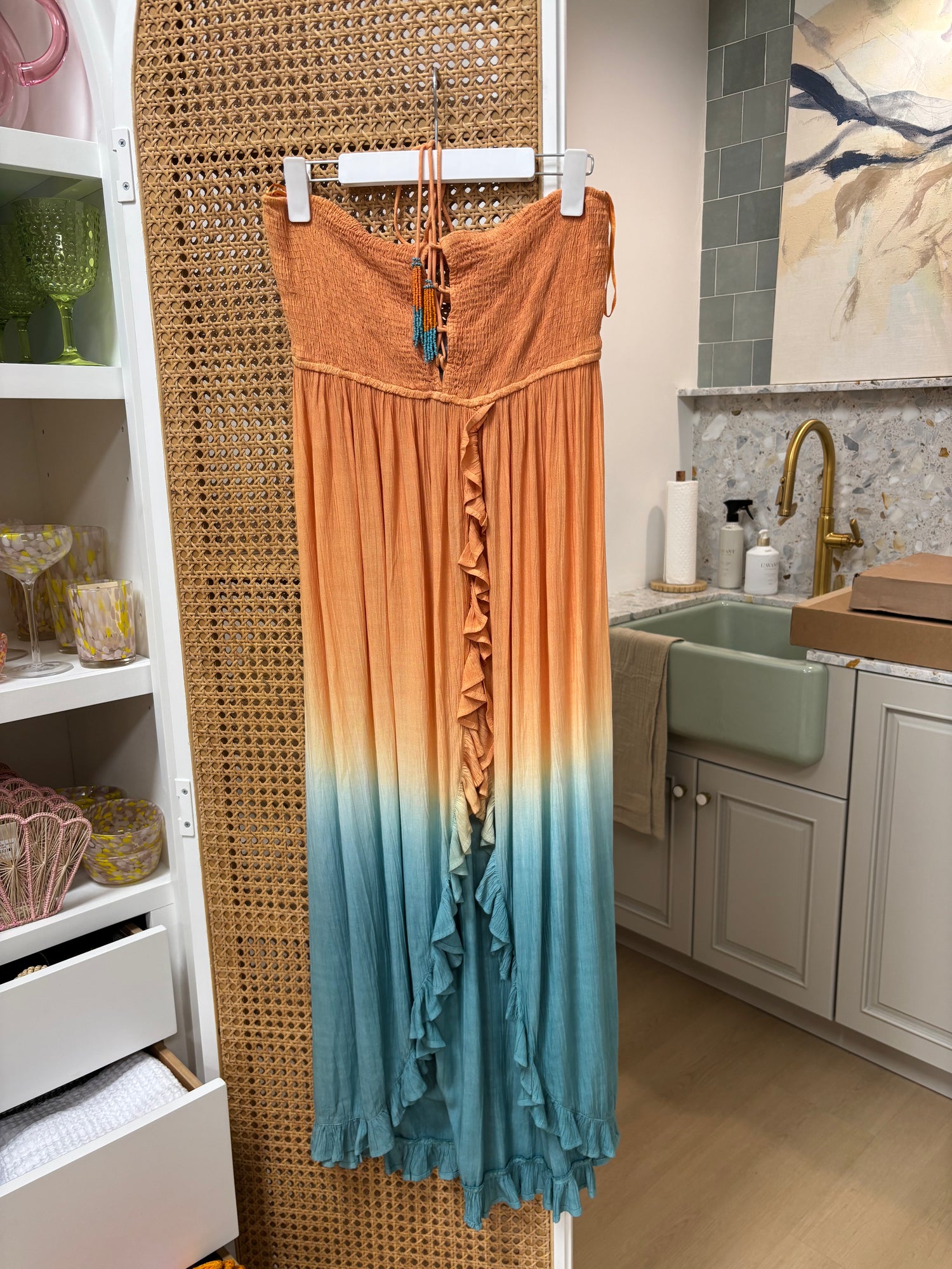 Sunset Vibes Strapless Dress