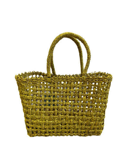 Chartreuse Rattan Tote Bag