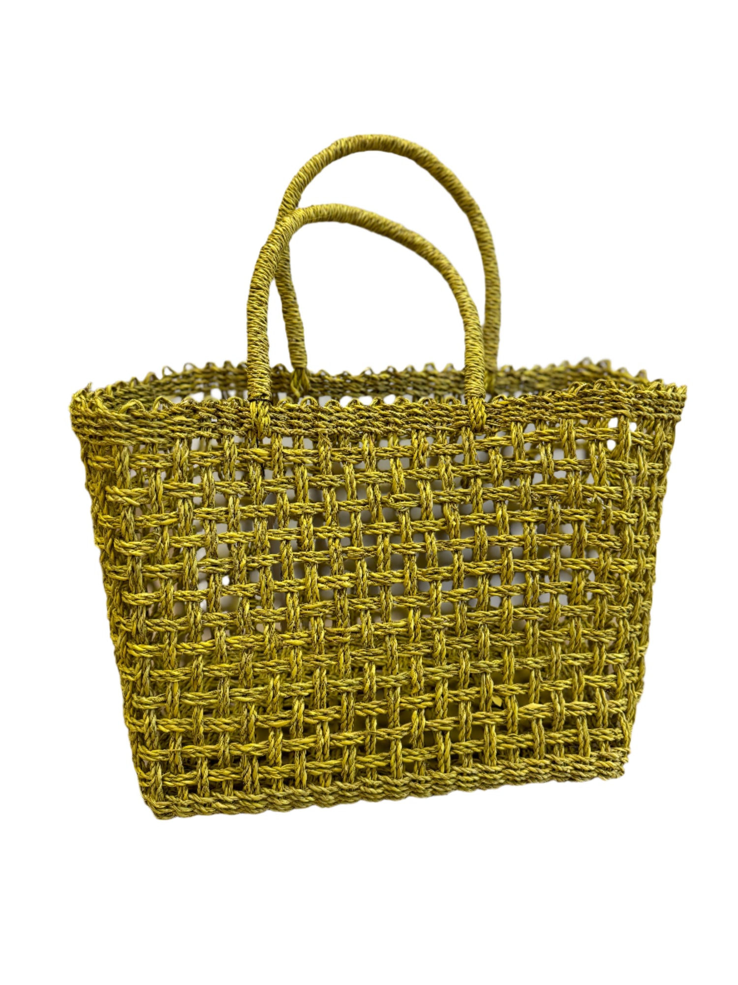 Chartreuse Rattan Tote Bag