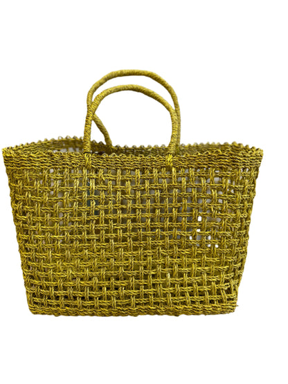 Chartreuse Rattan Tote Bag