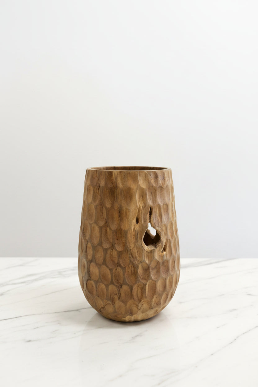 Dimpled Teak Vase