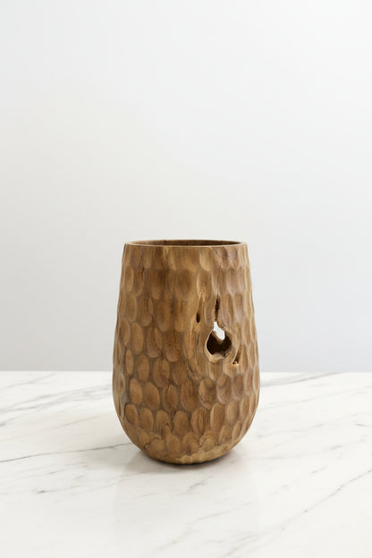 Dimpled Teak Vase