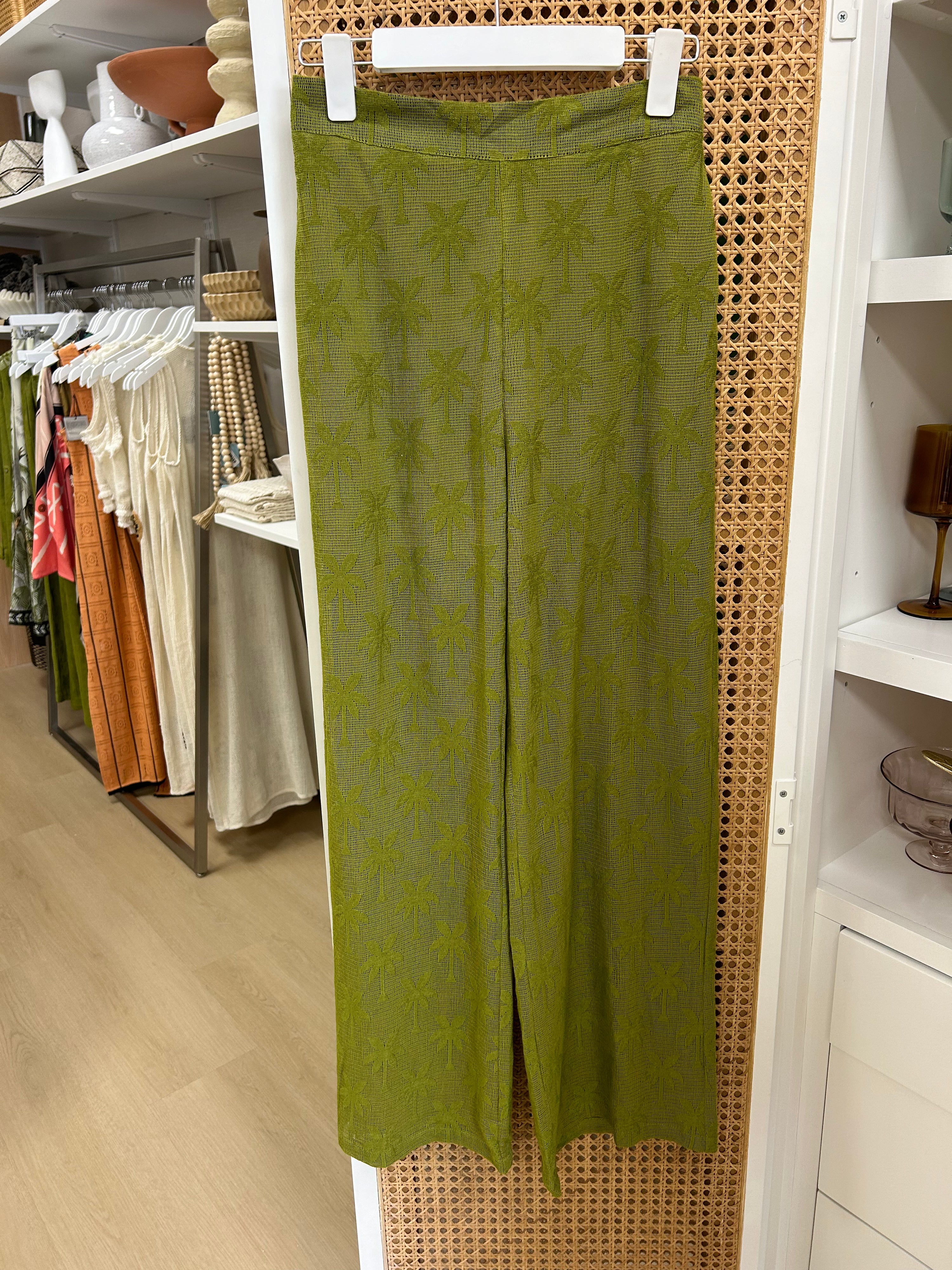 Moss Palm Tree Beaded Lace Pants - Salt &amp; Creek