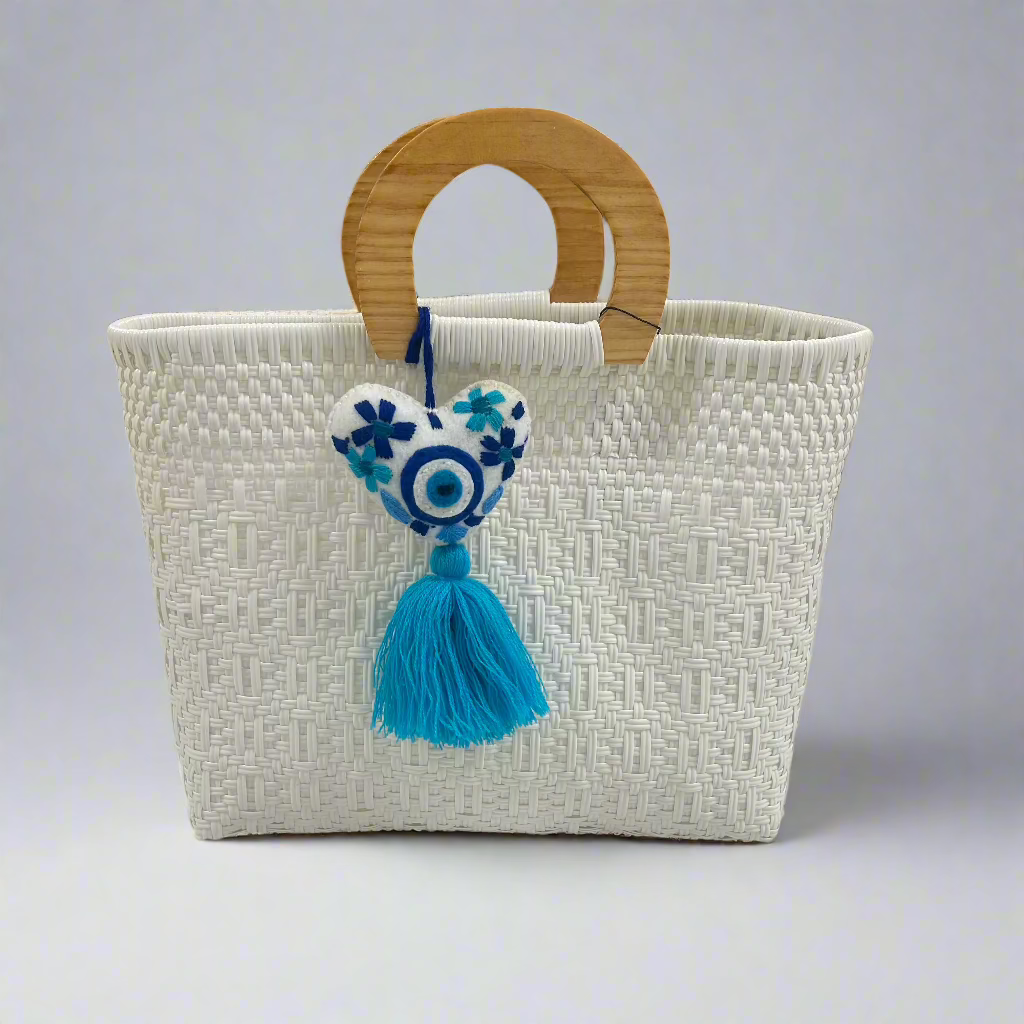Wooden Handle Handwoven Tote - Salt &amp; Creek