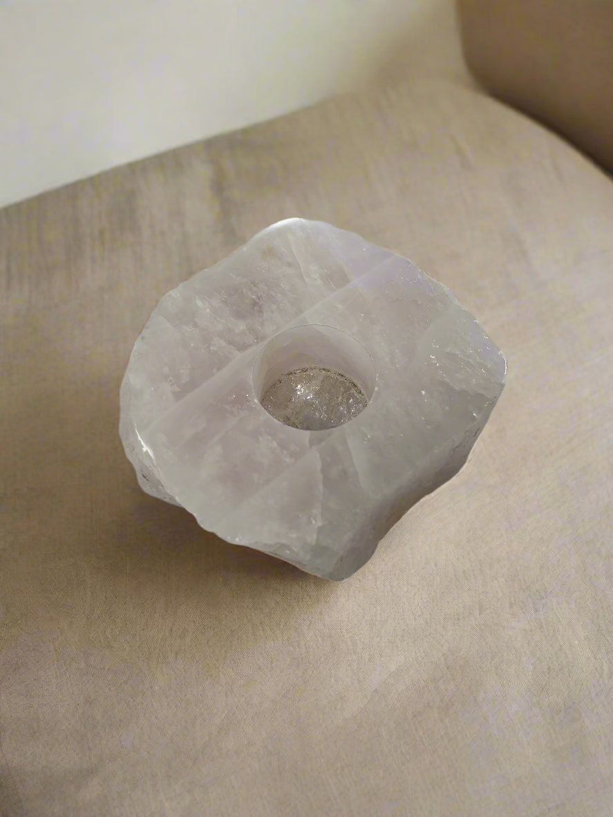 Aura Rose Quartz Candle Holder