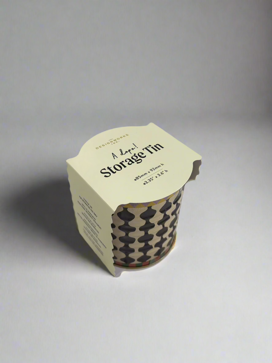 Black & White Wavy Storage Tin