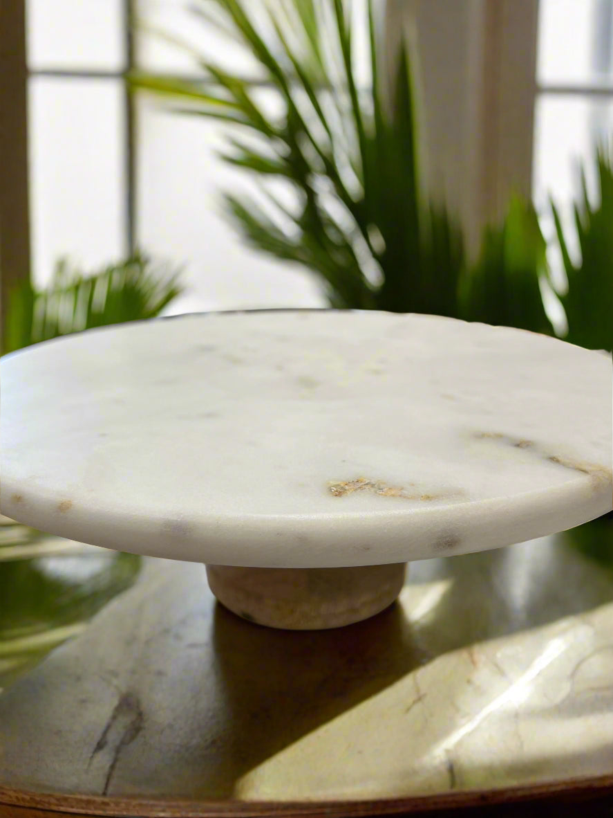 Marble &amp; Wood Pedestal Stand